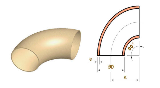 Copper Nickel Elbow, ASTM B466, UNS C70600, 1.5D Radius